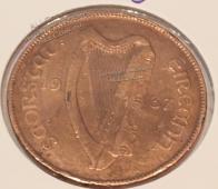 #H8-41 Ирландия 1 пенни 1937г. Бронза. XF . - #H8-41 Ирландия 1 пенни 1937г. Бронза. XF .