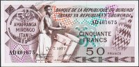 Банкнота Бурунди 50 франков 1977 года. P.28а(1) - UNC