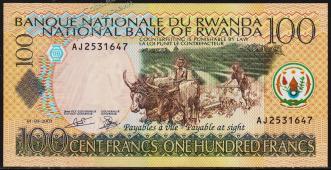Руанда 100 франков 2003г. P.29в - UNC - Руанда 100 франков 2003г. P.29в - UNC