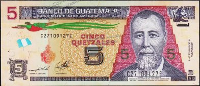 Банкнота Гватемала 5 кетцаль 14.05.2014 года. P.NEW - UNC  - Банкнота Гватемала 5 кетцаль 14.05.2014 года. P.NEW - UNC 