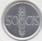 Испания 50 сантимов 1966(71г.) КМ#795 UNC алюминий 1,10гр. 20мм. (арт324)