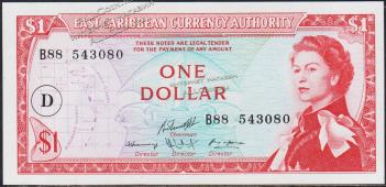 Восточные Карибы 1 доллар 1965г. P.13i - UNC - Восточные Карибы 1 доллар 1965г. P.13i - UNC