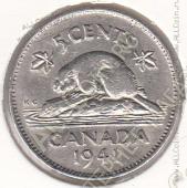 30-142 Канада 5 центов 1941г. КМ # 33 никель 4,5гр. 21,2мм - 30-142 Канада 5 центов 1941г. КМ # 33 никель 4,5гр. 21,2мм