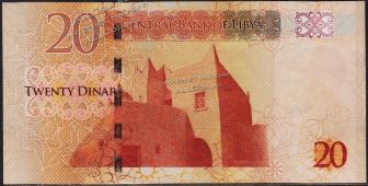 Банкнота Ливия 20 динар 2012 года. P.79 UNC - Банкнота Ливия 20 динар 2012 года. P.79 UNC