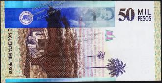 Банкнота Колумбия 50000 песо 23.07.2001 года. P.455в - UNC - Банкнота Колумбия 50000 песо 23.07.2001 года. P.455в - UNC