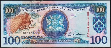 Тринидад и Тобаго 100 долларов 2002г. P.45в - UNC - Тринидад и Тобаго 100 долларов 2002г. P.45в - UNC