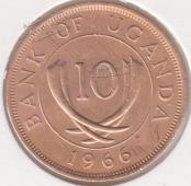 22-173 Уганда 10 центов 1966г.  - 22-173 Уганда 10 центов 1966г. 