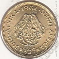 20-93 Южная Африка 1/2 цента 1964г. КМ # 56 UNC латунь 5,6гр.