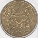 1-20 Кения 10 центов 1984г. KM# 18 никель-латунь 9,0гр 30,8мм