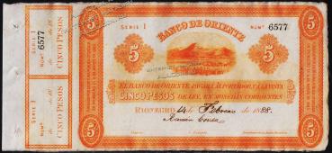 Колумбия 5 песо 1888г. COLOMBIA BANCO DE ORIENTE P.S698 UNC (???) - Колумбия 5 песо 1888г. COLOMBIA BANCO DE ORIENTE P.S698 UNC (???)