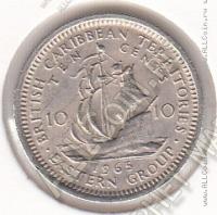 10-132 Восточные Карибы 10 центов 1965г. КМ # 5 медно-никелевая 2,6гр. 18мм