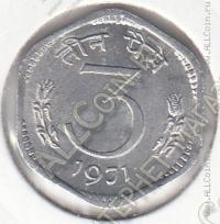 15-103 Индия 3 пайсы 1971 г. КМ # 14.2 UNC алюминий 1,23гр