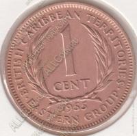 19-111 Восточные Карибы 1 цент 1955г. KM# 2 бронза 5,64 гр