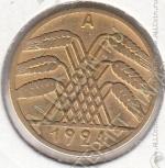 35-100 Германия 10 рентенпфеннигов 1924г. КМ # 40 A алюминий-бронза 4,05гр. 21мм