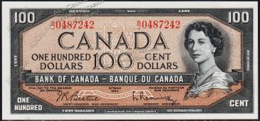 Канада 100 долларов 1954г. P.82в - UNC - Канада 100 долларов 1954г. P.82в - UNC
