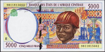 Банкнота Камерун 5000 франков 1998 года. P.204E.d - UNC - Банкнота Камерун 5000 франков 1998 года. P.204E.d - UNC