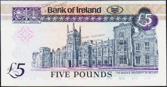 Банкнота Ирландия Северная 5 фунтов 2000 года. P.74с - UNC - Банкнота Ирландия Северная 5 фунтов 2000 года. P.74с - UNC