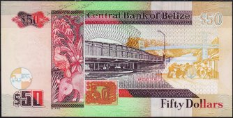Банкнота Белиз 50 долларов 2016 года. P.70f - UNC - Банкнота Белиз 50 долларов 2016 года. P.70f - UNC