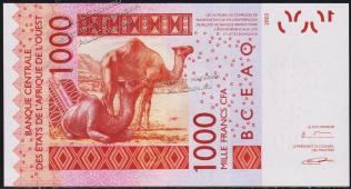 Бенин 1000 франков 2003(06г.) P.215Bd - UNC - Бенин 1000 франков 2003(06г.) P.215Bd - UNC