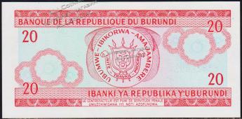 Бурунди 20 франков 2001г. P.27d(2) - UNC - Бурунди 20 франков 2001г. P.27d(2) - UNC