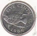 3-171 Бермуды 5 центов  1986 г. KM# 45 Медь-Никель 5,0 гр. 21,2 мм.
