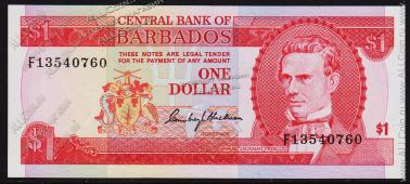 Барбадос 1 доллар 1973г. P.29 UNC - Барбадос 1 доллар 1973г. P.29 UNC