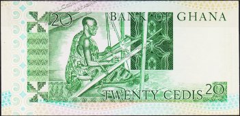 Банкнота Гана 20 седи 1982 года. P.21c - UNC - Банкнота Гана 20 седи 1982 года. P.21c - UNC
