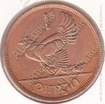 10-133 Ирландия 1 пенни 1968г. КМ # 11 UNC бронза 9,45гр. 30,9мм
