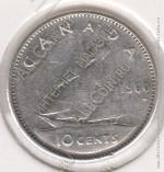 2-179 Канада 10 центов 1960г. KM# 51 серебро 2,31гр 18,0мм