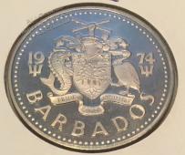 #14-112 Барбадос 2 доллара 1974г. Медь Никель. PROOF. - #14-112 Барбадос 2 доллара 1974г. Медь Никель. PROOF.