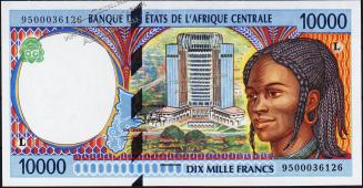 Банкнота Габон 10000 франков 1995 года. P.405L.в - UNC - Банкнота Габон 10000 франков 1995 года. P.405L.в - UNC