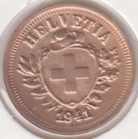 24-87 Швейцария 1 раппен 1941г. Бронза