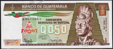 Гватемала 1/2 кетцаль 1986г. P.65(4) - UNC - Гватемала 1/2 кетцаль 1986г. P.65(4) - UNC