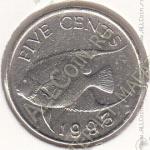26-129 Бермуды 5 центов 1993г. KM# 45 медно-никелевая 5,0гр 21,2мм