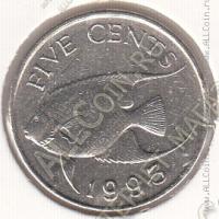 26-129 Бермуды 5 центов 1993г. KM# 45 медно-никелевая 5,0гр 21,2мм