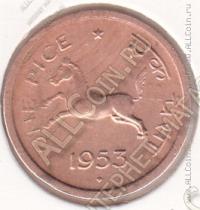 35-16 Индия 1 пайс 1953г. КМ # 1.4 бронза 2,95гр. 21мм