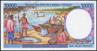 Банкнота Габон 10000 франков 1994 года. P.405L.а - UNC - Банкнота Габон 10000 франков 1994 года. P.405L.а - UNC
