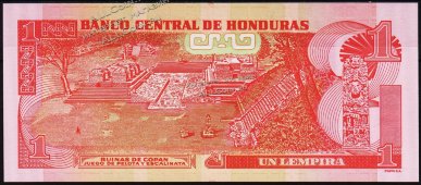 Банкнота Гондурас 1 лемпира 2016 года. P.NEW - UNC - Банкнота Гондурас 1 лемпира 2016 года. P.NEW - UNC