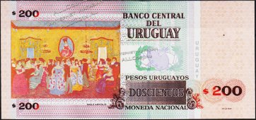 Банкнота Уругвай 200 песо 2011 года. P.89с - UNC - Банкнота Уругвай 200 песо 2011 года. P.89с - UNC