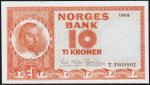 Норвегия 10 крон 1969г. P.31d(5) - UNC