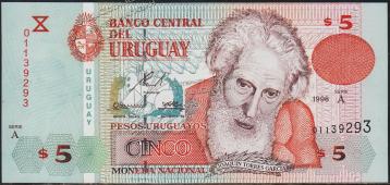 Уругвай 5 песо 1998г. P.80 UNC - Уругвай 5 песо 1998г. P.80 UNC
