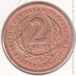 26-46 Восточные Карибы 2 цента 1965г. КМ # 3 бронза 9,55гр. 30,5мм.