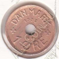 30-74 Дания 1 эре 1938г. КМ # 826,2 N бронза 1,9гр