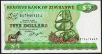 Банкнота Зимбабве 5 долларов 1982 года. P.2в - UNC