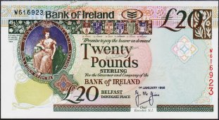Банкнота Ирландия Северная 20 фунтов 1999 года. P.76с(1) - UNC - Банкнота Ирландия Северная 20 фунтов 1999 года. P.76с(1) - UNC