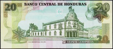Банкнота Гондурас 20 лемпир 2016 года. P.NEW - UNC - Банкнота Гондурас 20 лемпир 2016 года. P.NEW - UNC