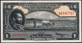 Эфиопия 1 доллар 1945г. P.18в - UNC - Эфиопия 1 доллар 1945г. P.18в - UNC