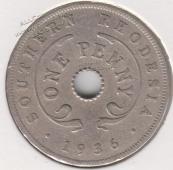 33-179 Южная Родезия 1 пенни 1936г. - 33-179 Южная Родезия 1 пенни 1936г.