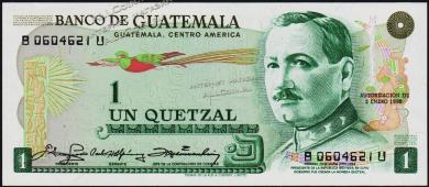 Гватемала 1 кетцаль 1980г. P.59с(3) - UNC - Гватемала 1 кетцаль 1980г. P.59с(3) - UNC