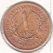 28-158 Восточные Карибы 1 цент 1957г. КМ # 2 бронза 5,64гр.  - 28-158 Восточные Карибы 1 цент 1957г. КМ # 2 бронза 5,64гр. 